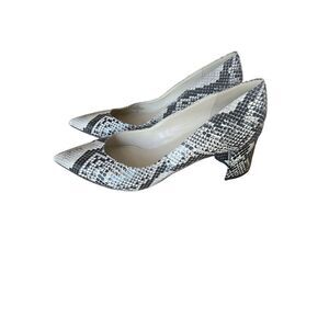 Marc Fisher Womens Black Heels Snake Print Pointed Toe Slip On Pump Shoes Size 9